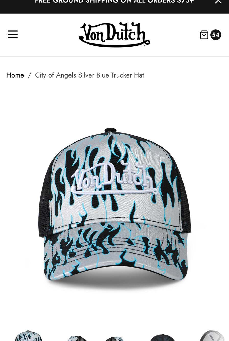 Von Dutch City of Angels Purple Flame Embroidered Trucker Hat